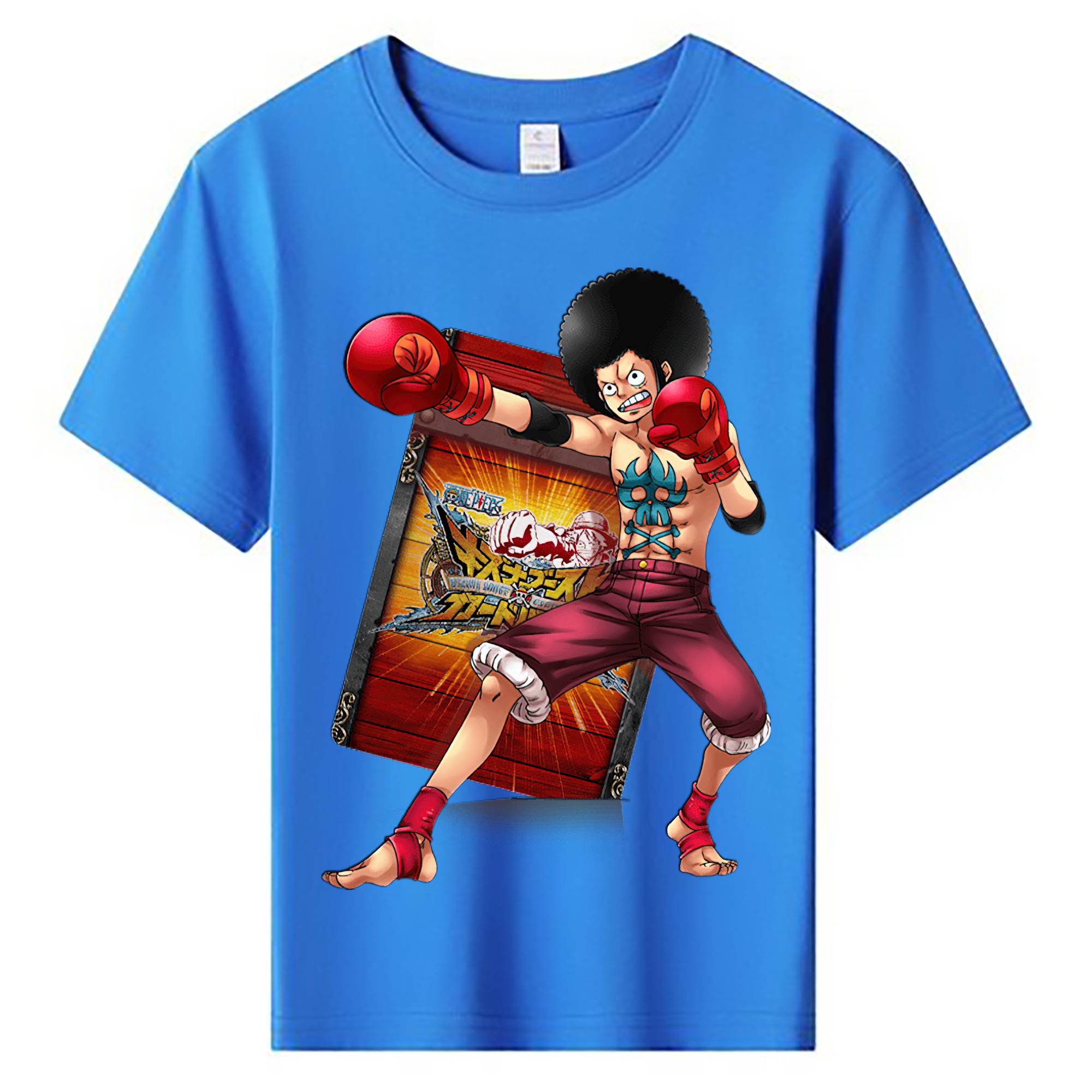 ワンピース モンキー・D・ルフィ ONE PIECE Monkey D. Luffy 綿100％キッズTシャツ（フロントプリント）